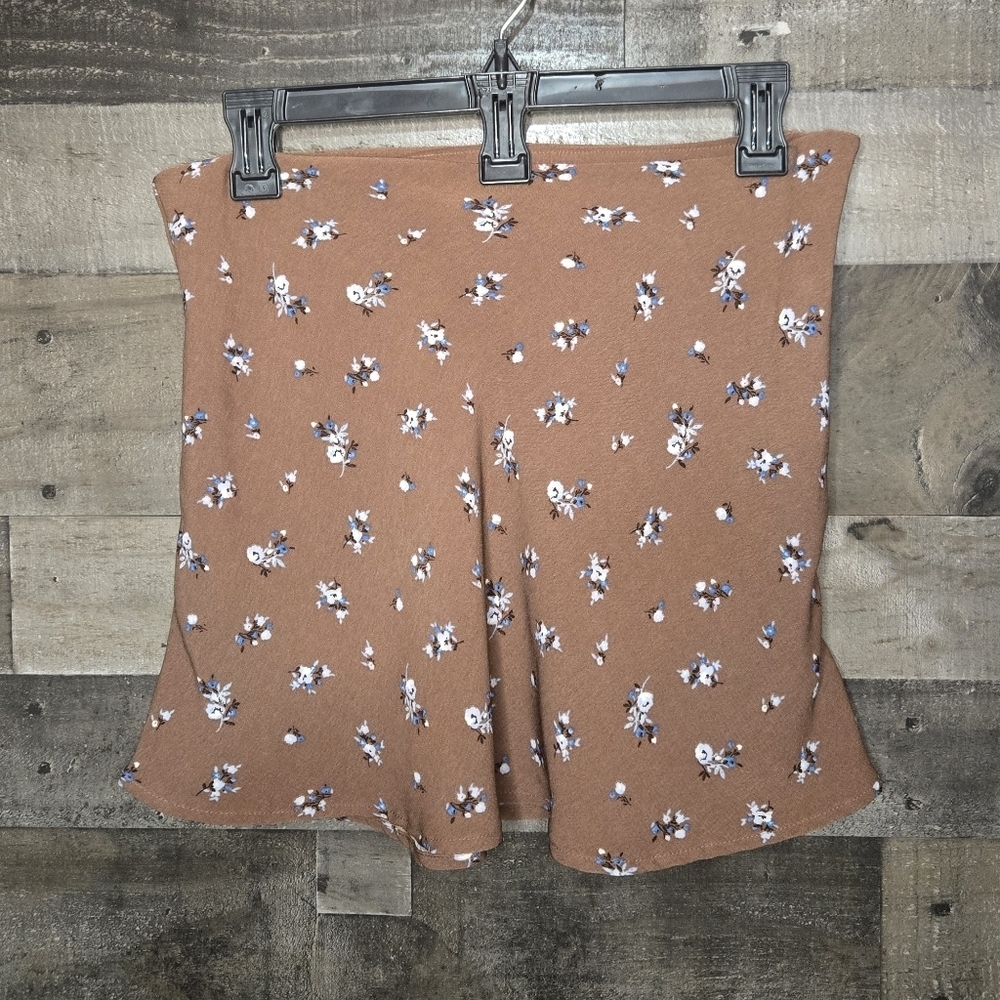 h&m floral brown mini skirt